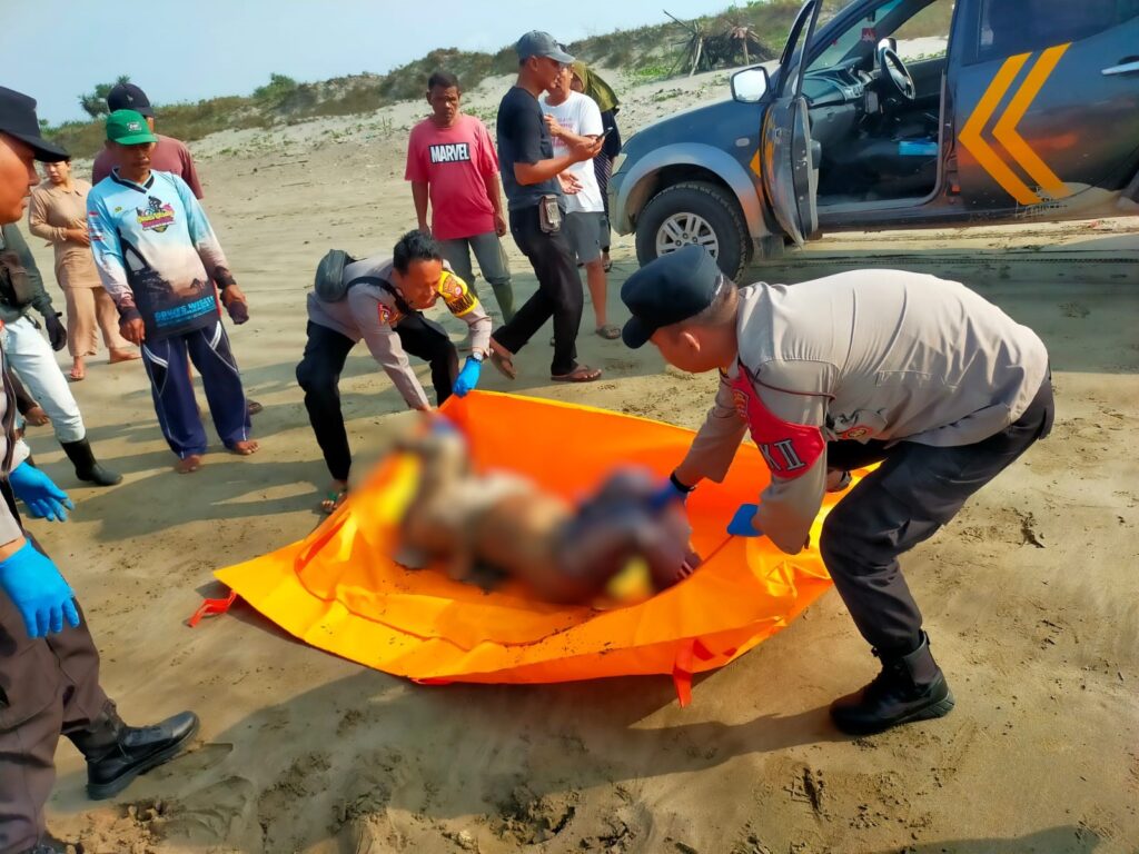 Personil Polsek Cikeusik Evakuasi Mayat Laki-Laki di Pesisir Pantai Coneang, Desa Cikiruhwetan 3 WhatsApp Image 2024 07 18 at 21.21.13